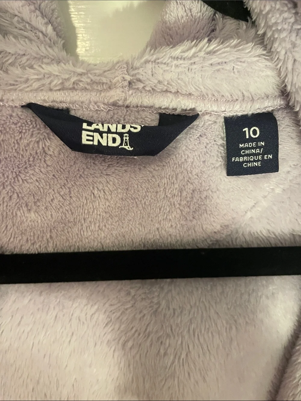 Lavender Plush Hooded Bath Robe - Land’s End Girls 10